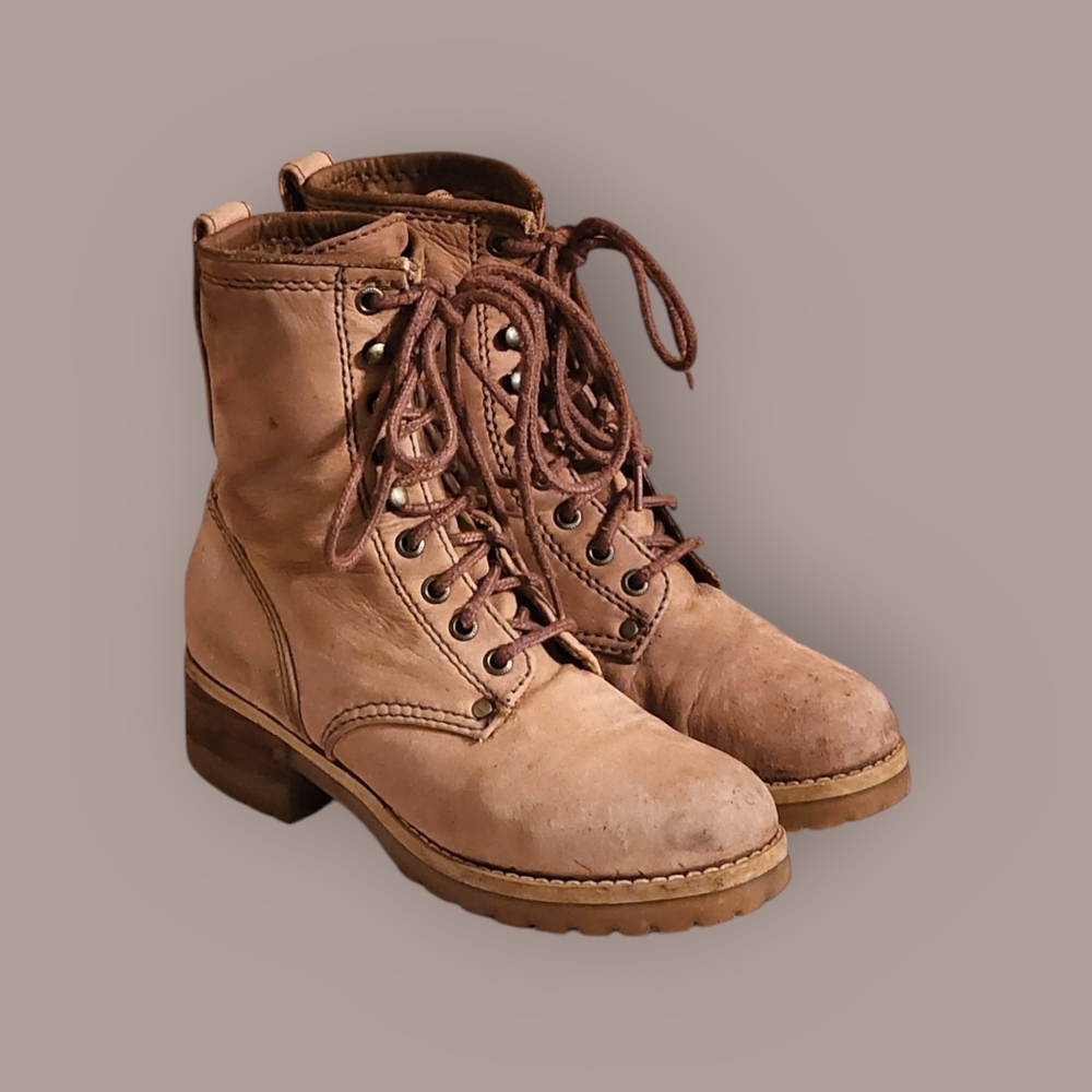 Women Vintage Leather Tan Ankle Boots By Dolcis Size 7.5